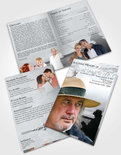 Bifold Order Of Service Obituary Template Brochure Freedom Fishing Desire