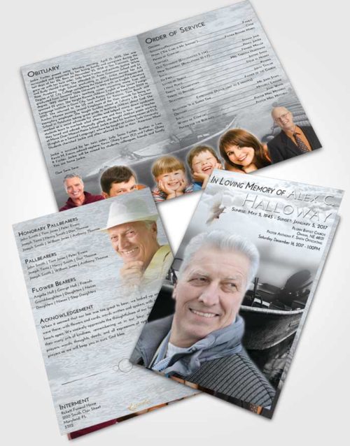 Bifold Order Of Service Obituary Template Brochure Freedom Fishing Life