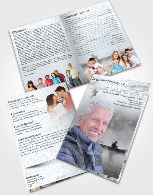 Bifold Order Of Service Obituary Template Brochure Freedom Fishing Tranquility