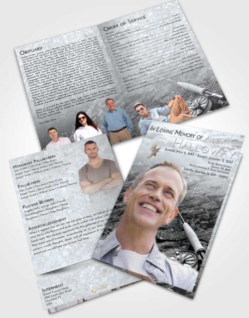 Bifold Order Of Service Obituary Template Brochure Freedom Fishing on the Rocks