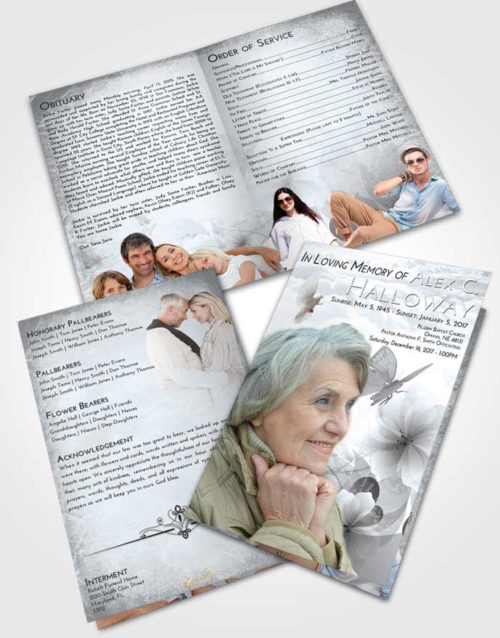 Bifold Order Of Service Obituary Template Brochure Freedom Floral Butterfly