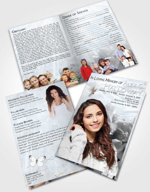 Bifold Order Of Service Obituary Template Brochure Freedom Floral Magic