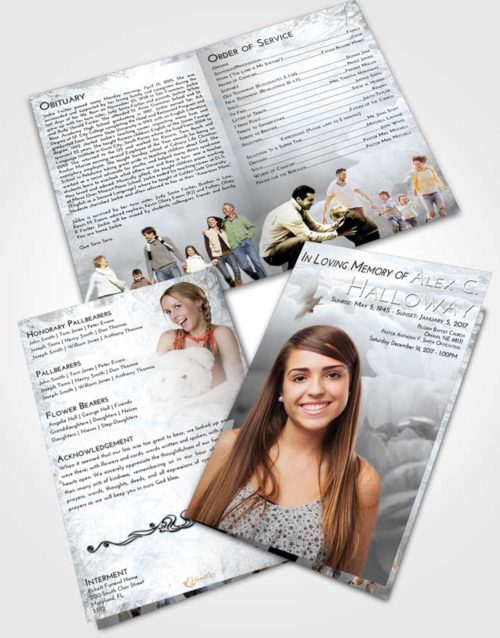 Bifold Order Of Service Obituary Template Brochure Freedom Floral Paradise