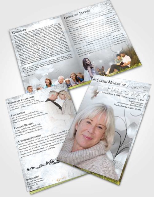 Bifold Order Of Service Obituary Template Brochure Freedom Floral Peace