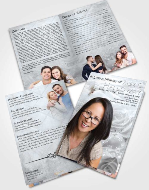 Bifold Order Of Service Obituary Template Brochure Freedom Floral Relaxation