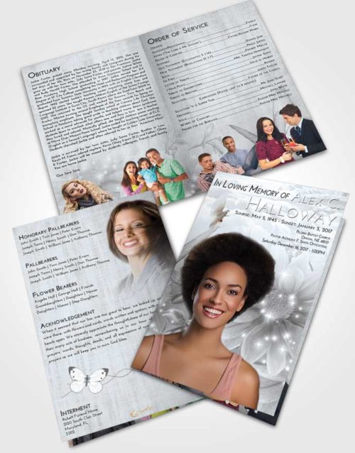 Bifold Order Of Service Obituary Template Brochure Freedom Floral Summer