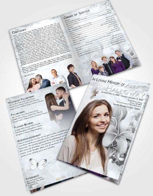 Bifold Order Of Service Obituary Template Brochure Freedom Floral Wish