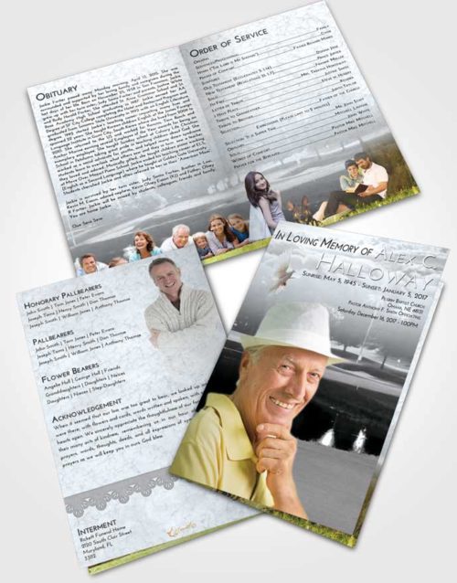 Bifold Order Of Service Obituary Template Brochure Freedom Golf Paradise