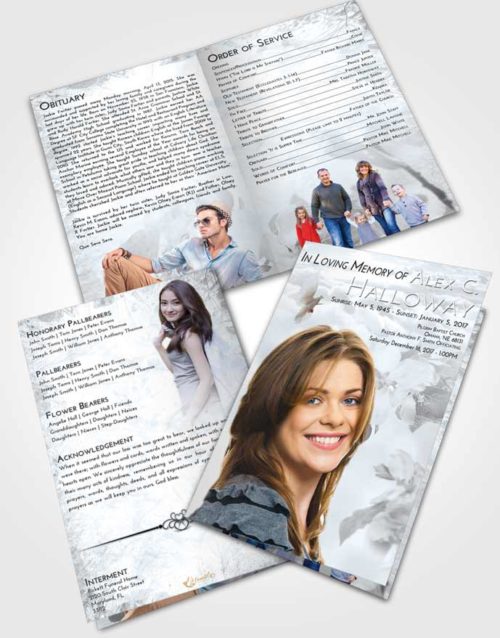 Bifold Order Of Service Obituary Template Brochure Freedom Heavenly Flowers