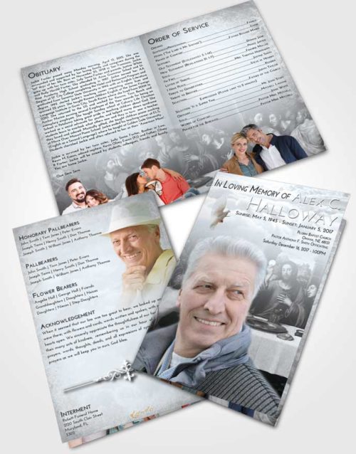 Bifold Order Of Service Obituary Template Brochure Freedom Jesus Last Supper