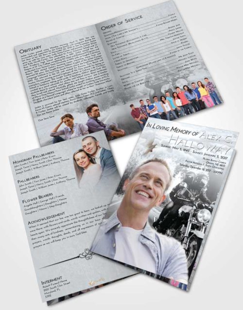 Bifold Order Of Service Obituary Template Brochure Freedom Motorcycle Days