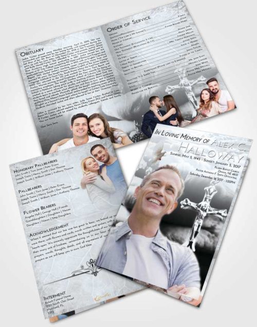Bifold Order Of Service Obituary Template Brochure Freedom Rosary Life