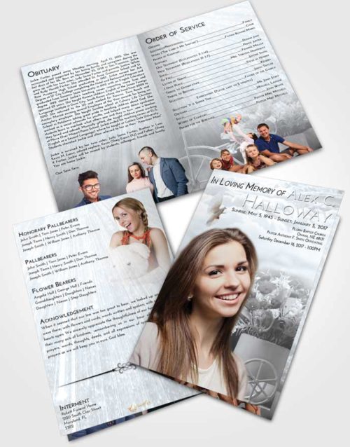 Bifold Order Of Service Obituary Template Brochure Freedom Rose Love