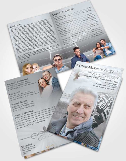 Bifold Order Of Service Obituary Template Brochure Freedom Rugby Passion