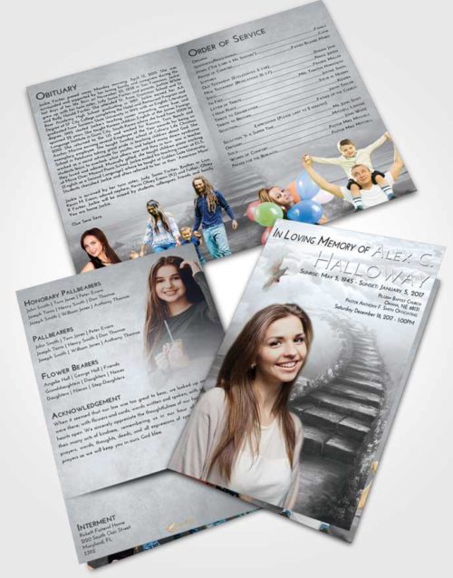 Bifold Order Of Service Obituary Template Brochure Freedom Stairway Above