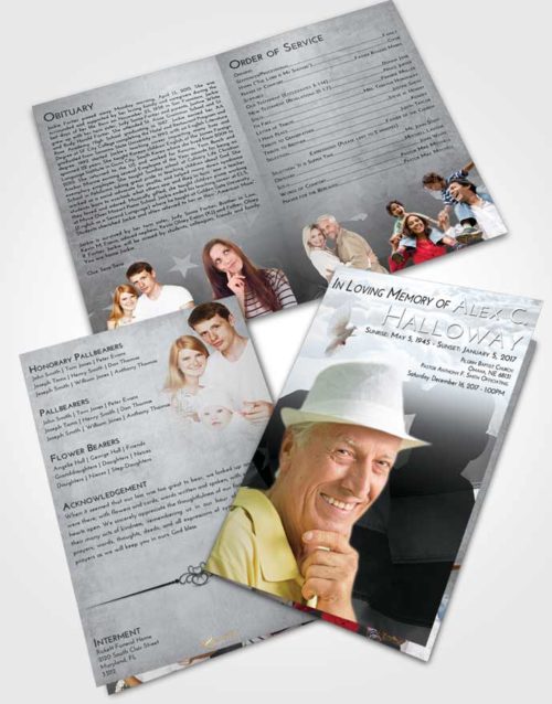 Bifold Order Of Service Obituary Template Brochure Freedom Veterans Honor