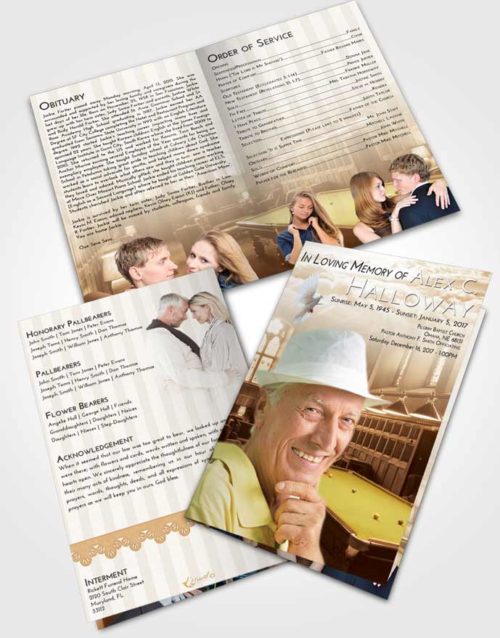 Bifold Order Of Service Obituary Template Brochure Golden Billiards Journey