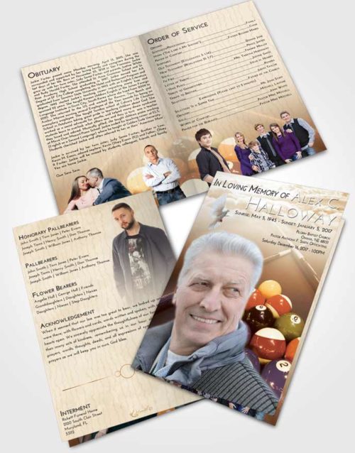 Bifold Order Of Service Obituary Template Brochure Golden Billiards Rack