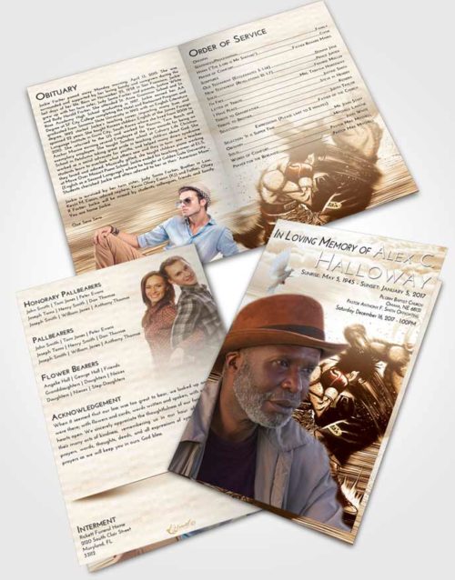 Bifold Order Of Service Obituary Template Brochure Golden Boxing Animation