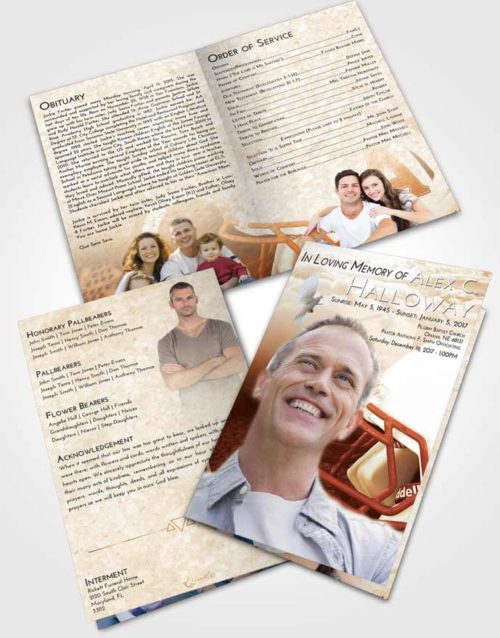 Bifold Order Of Service Obituary Template Brochure Golden Football Party