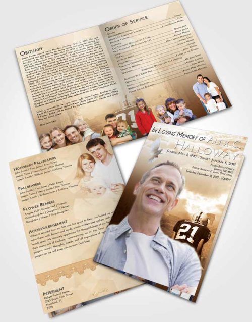 Bifold Order Of Service Obituary Template Brochure Golden Football Victory