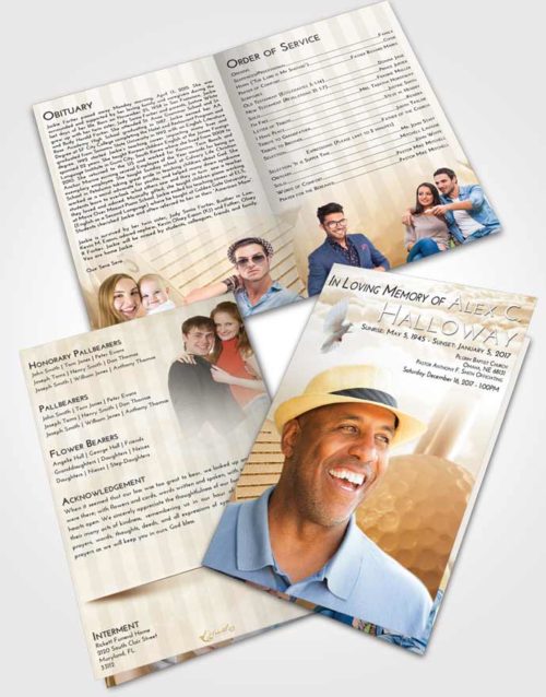 Bifold Order Of Service Obituary Template Brochure Golden Golf Day