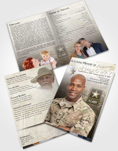 Bifold Order Of Service Obituary Template Brochure Harmony Army Duty