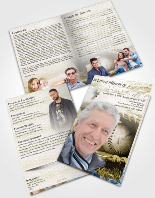 Bifold Order Of Service Obituary Template Brochure Harmony Baseball Tranquility