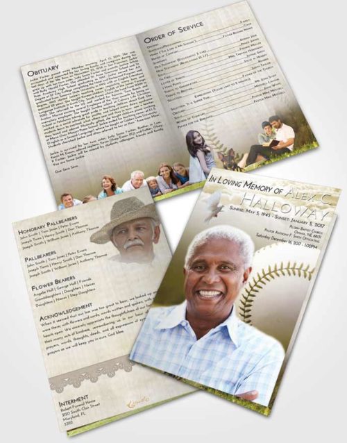 Bifold Order Of Service Obituary Template Brochure Harmony Baseball Victory