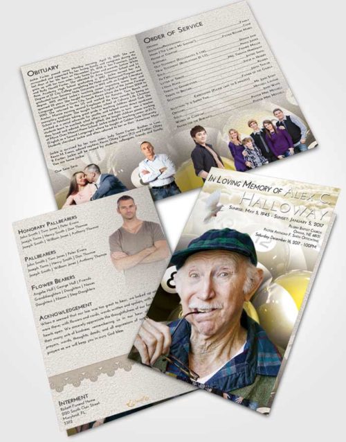 Bifold Order Of Service Obituary Template Brochure Harmony Billiards Tournament