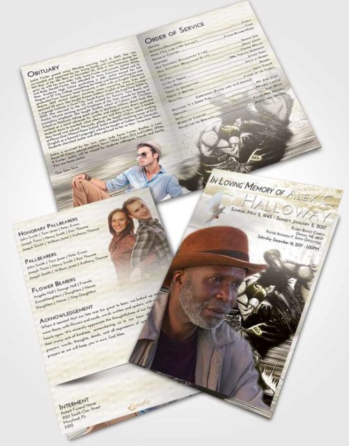 Bifold Order Of Service Obituary Template Brochure Harmony Boxing Animation
