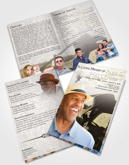 Bifold Order Of Service Obituary Template Brochure Harmony Cowboy Honor