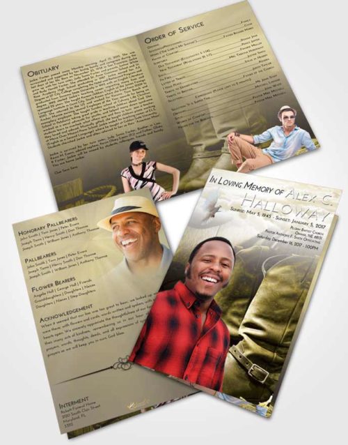 Bifold Order Of Service Obituary Template Brochure Harmony Cowboy Love