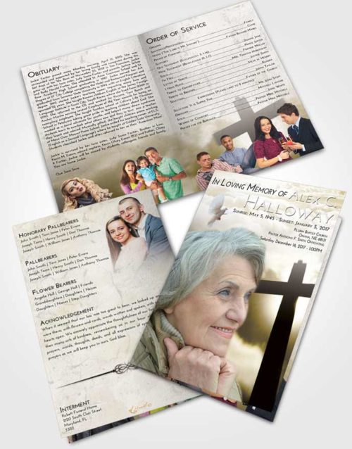 Bifold Order Of Service Obituary Template Brochure Harmony Faith in the Cross