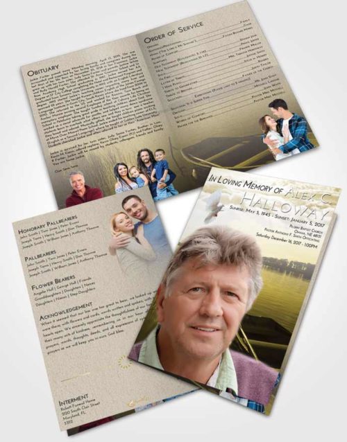 Bifold Order Of Service Obituary Template Brochure Harmony Fishing Boat