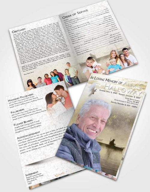 Bifold Order Of Service Obituary Template Brochure Harmony Fishing Tranquility