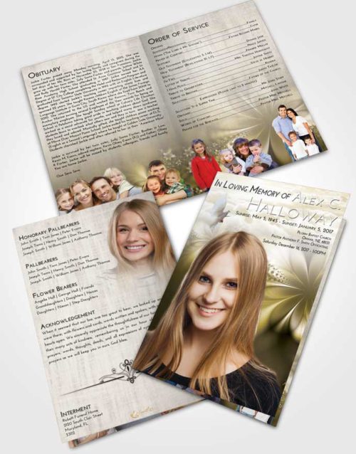 Bifold Order Of Service Obituary Template Brochure Harmony Floral Lust