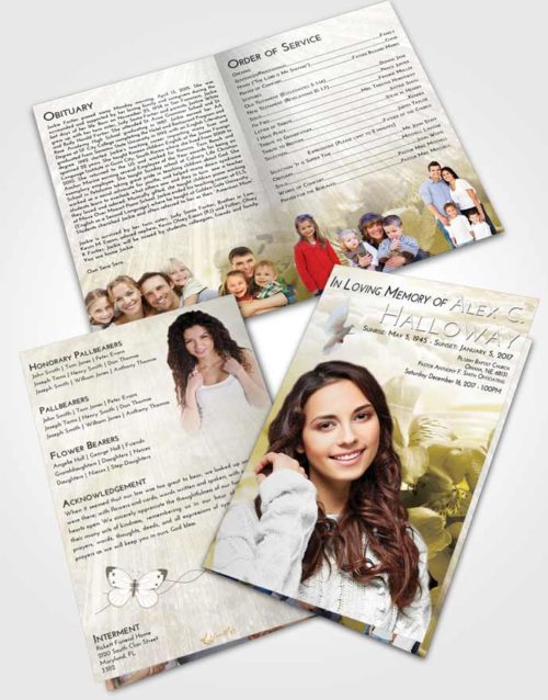 Bifold Order Of Service Obituary Template Brochure Harmony Floral Magic