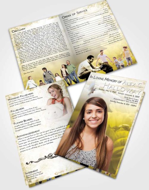 Bifold Order Of Service Obituary Template Brochure Harmony Floral Paradise