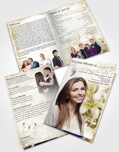 Bifold Order Of Service Obituary Template Brochure Harmony Floral Wish