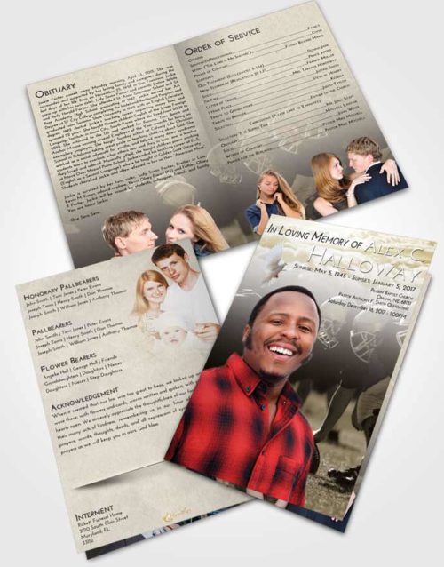 Bifold Order Of Service Obituary Template Brochure Harmony Football Day