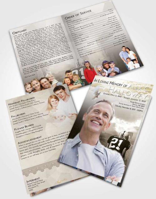 Bifold Order Of Service Obituary Template Brochure Harmony Football Victory
