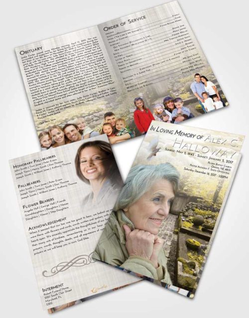 Bifold Order Of Service Obituary Template Brochure Harmony Gardening Desire