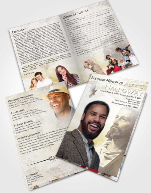 Bifold Order Of Service Obituary Template Brochure Harmony Gaze of Jesus