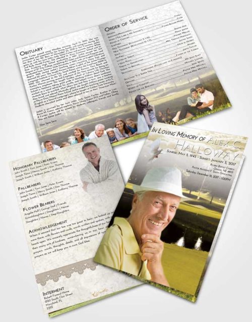 Bifold Order Of Service Obituary Template Brochure Harmony Golf Paradise