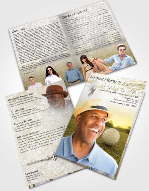 Bifold Order Of Service Obituary Template Brochure Harmony Golfing Honor