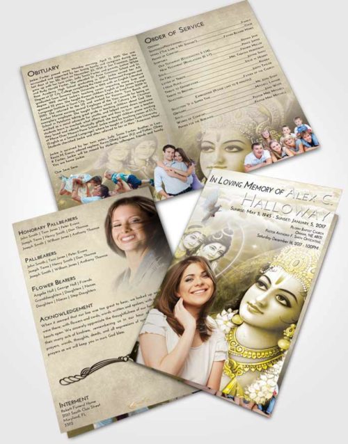 Bifold Order Of Service Obituary Template Brochure Harmony Hindu Majesty