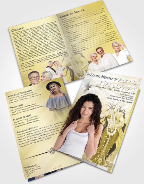 Bifold Order Of Service Obituary Template Brochure Harmony Lakshmi Divinity