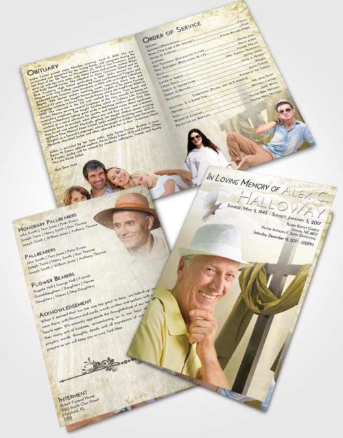Bifold Order Of Service Obituary Template Brochure Harmony Loving Cross