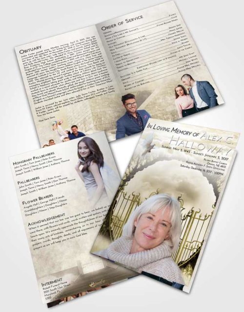 Bifold Order Of Service Obituary Template Brochure Harmony Mystical Gates of Heaven